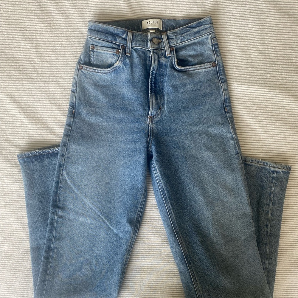 Agolde Blue Straight Leg Jeans Classic Style